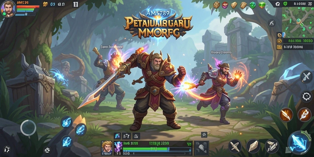 Tangkapan layar AMS789 menunjukkan aksi seru dalam pertarungan MMORPG.