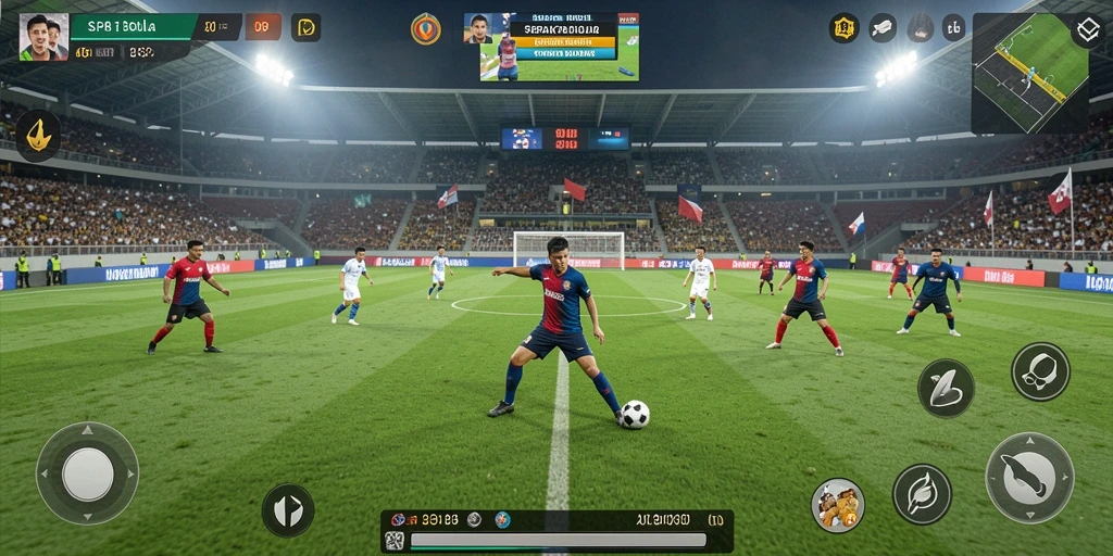 Tampilan gameplay API33 yang menegangkan dan seru dalam permainan sepak bola.
