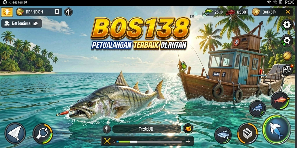 Screenshot gameplay BOS138 menampilkan aksi seru saat memancing.