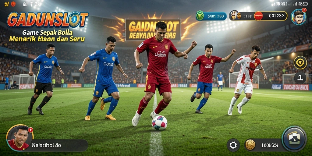 Gameplay seru GADUNSLOT dengan aksi sepak bola mendebarkan.