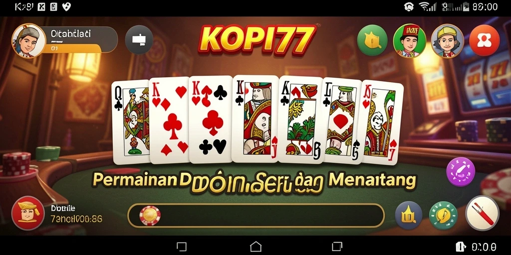 Tampilan gameplay seru dari aplikasi KOPI77 yang menampilkan berbagai mode Domino.