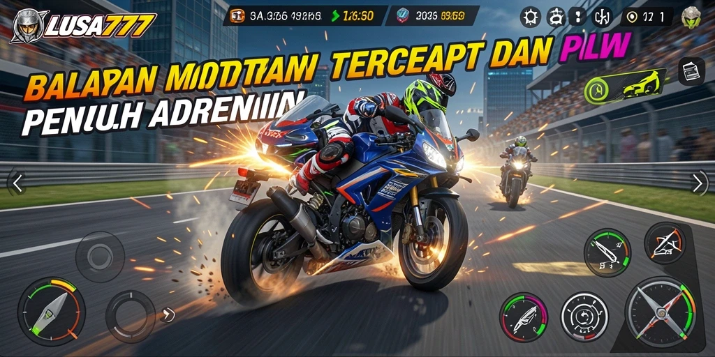 Tampilan gameplay balapan motor yang mendebarkan dan penuh aksi.