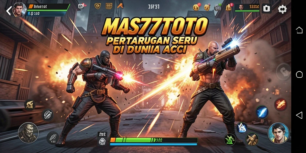 Screenshot menampilkan pertempuran seru dalam game Action.
