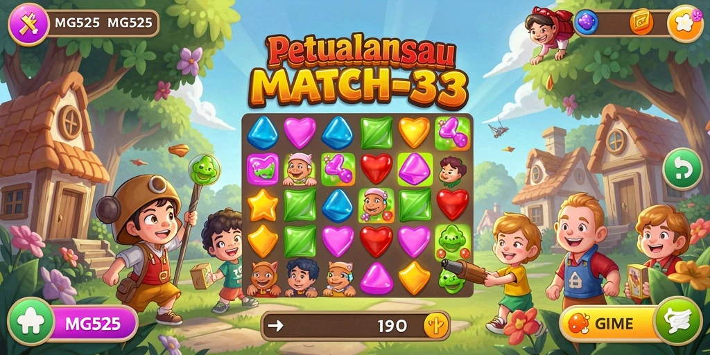 Tampilan gameplay seru dari game match-3 MG525.