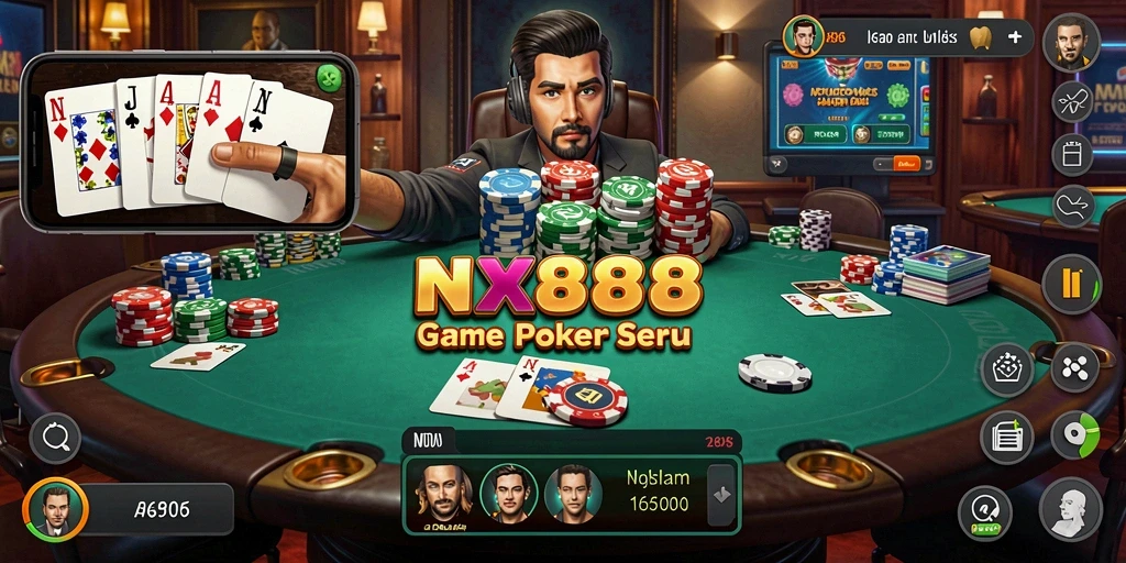 Tampilan gameplay Poker di NX888 yang mendebarkan dan seru.