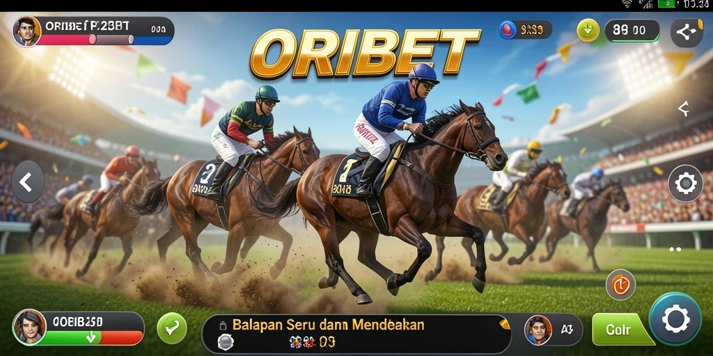 Tampilan gameplay ORIBET yang mendebarkan dengan mobil balap.