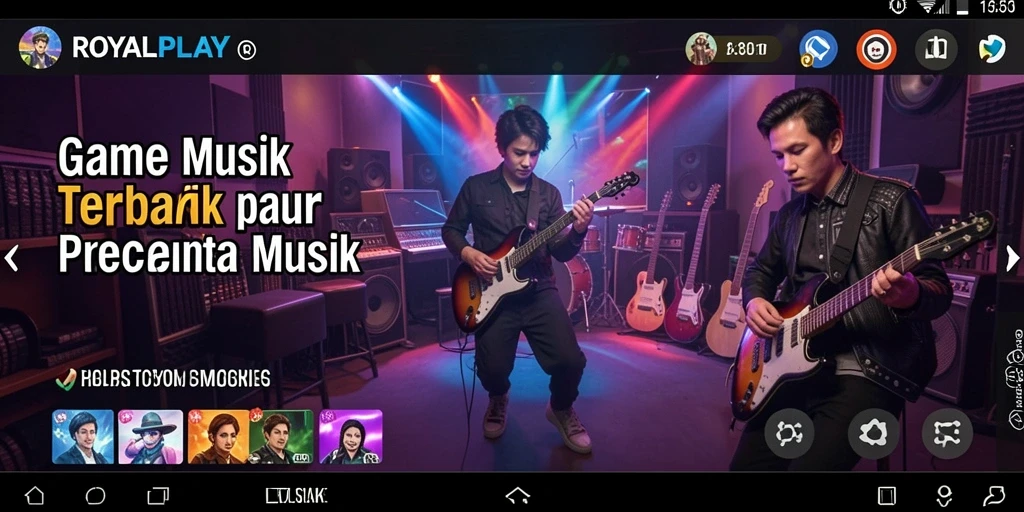 Tampilan seru gameplay ROYALPLAY dengan berbagai mode musik.