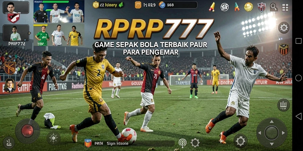 Tangkapan layar utama RPRP777 menampilkan aksi seru pertandingan sepak bola.