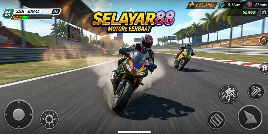 Screenshot gameplay seru di <strong>SELAYAR88</strong> dengan balapan motor yang menegangkan.