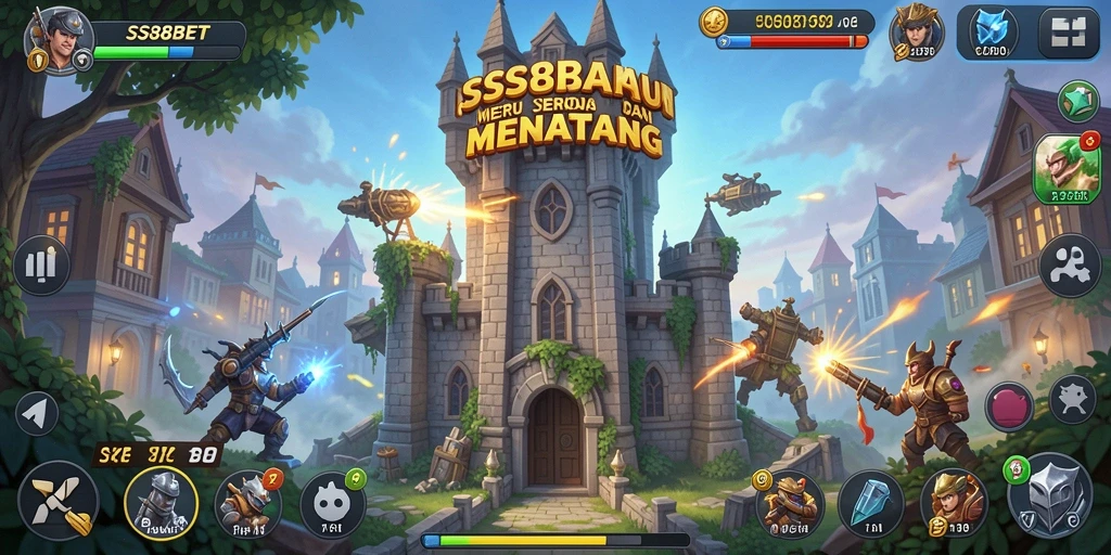 Tampilan aksi seru dalam gameplay Tower Defense SS88BET.