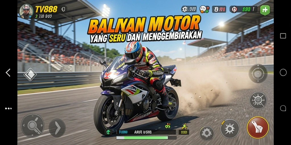 Tampilan menarik dari permainan balapan motor TV888 dengan berbagai trek menantang.