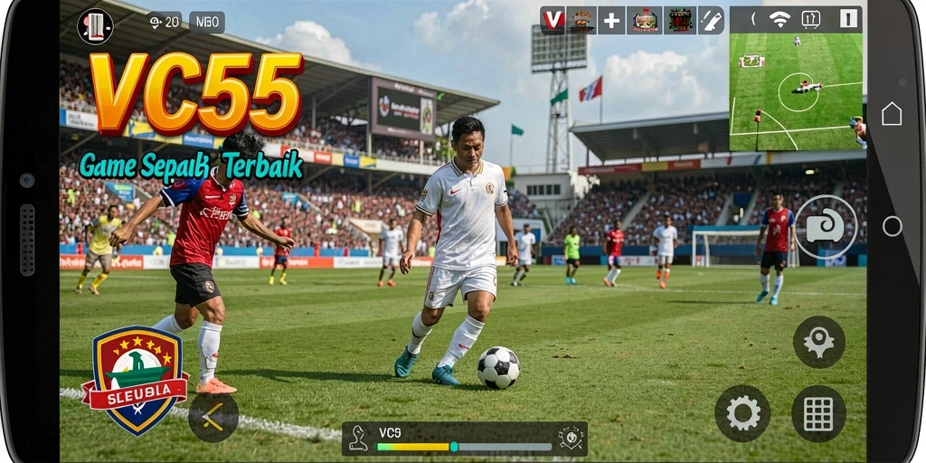Tampilan menarik dari gameplay sepak bola yang mendebarkan.